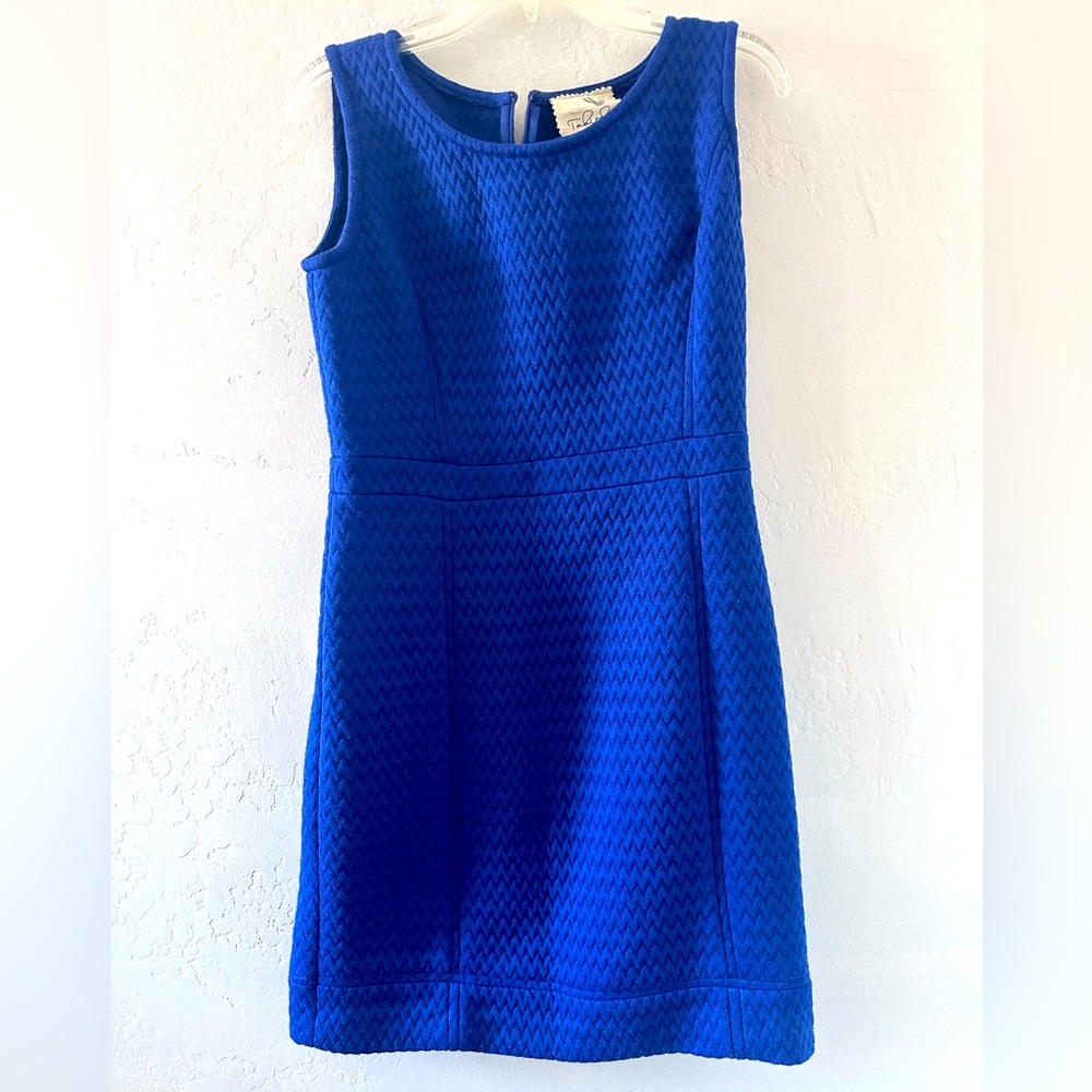 Tabitha Anthropologie Royal Blue Textured Sleeveless Sheath Dress Size 8